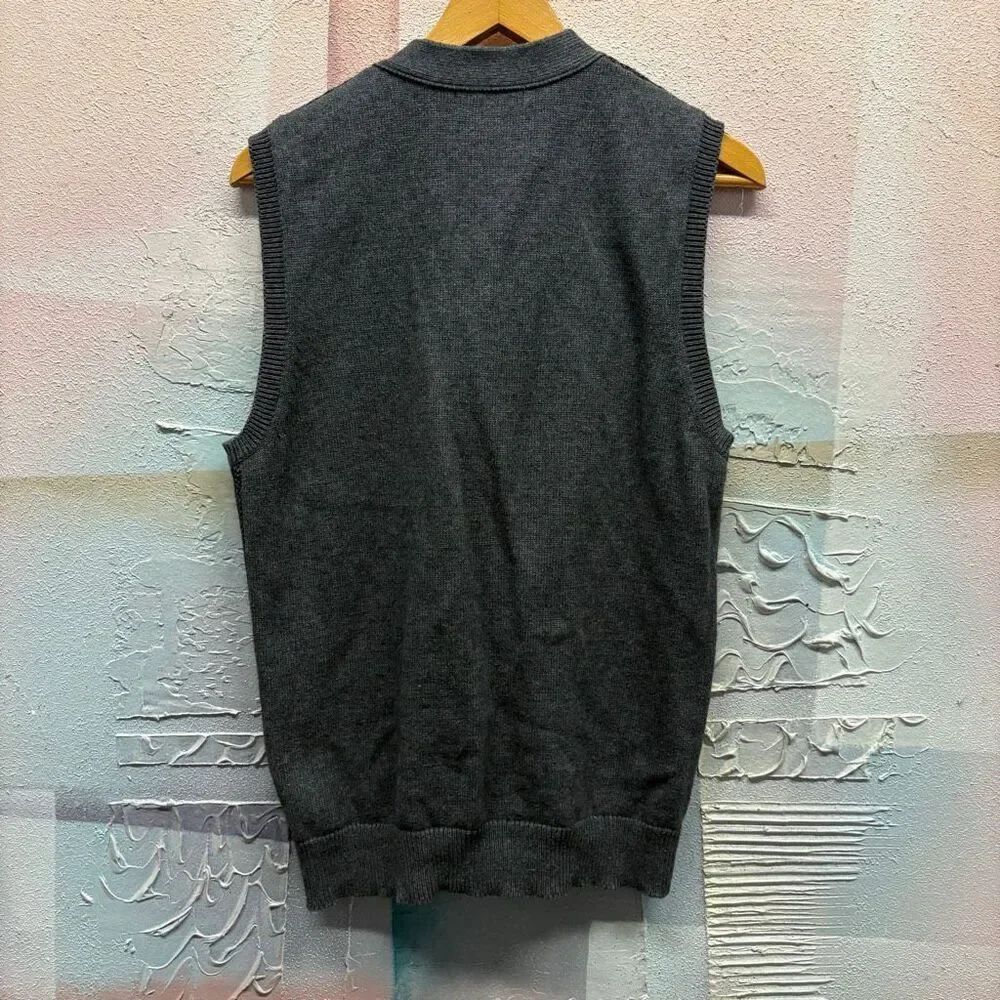 Banana Republic S Gray Cotton Wool Button Down Vest Minimalist Professional